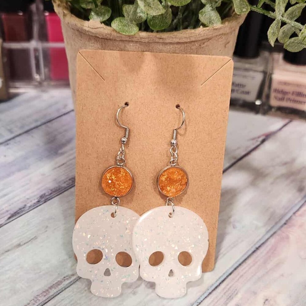 Halloween Skull Dangle Earrings